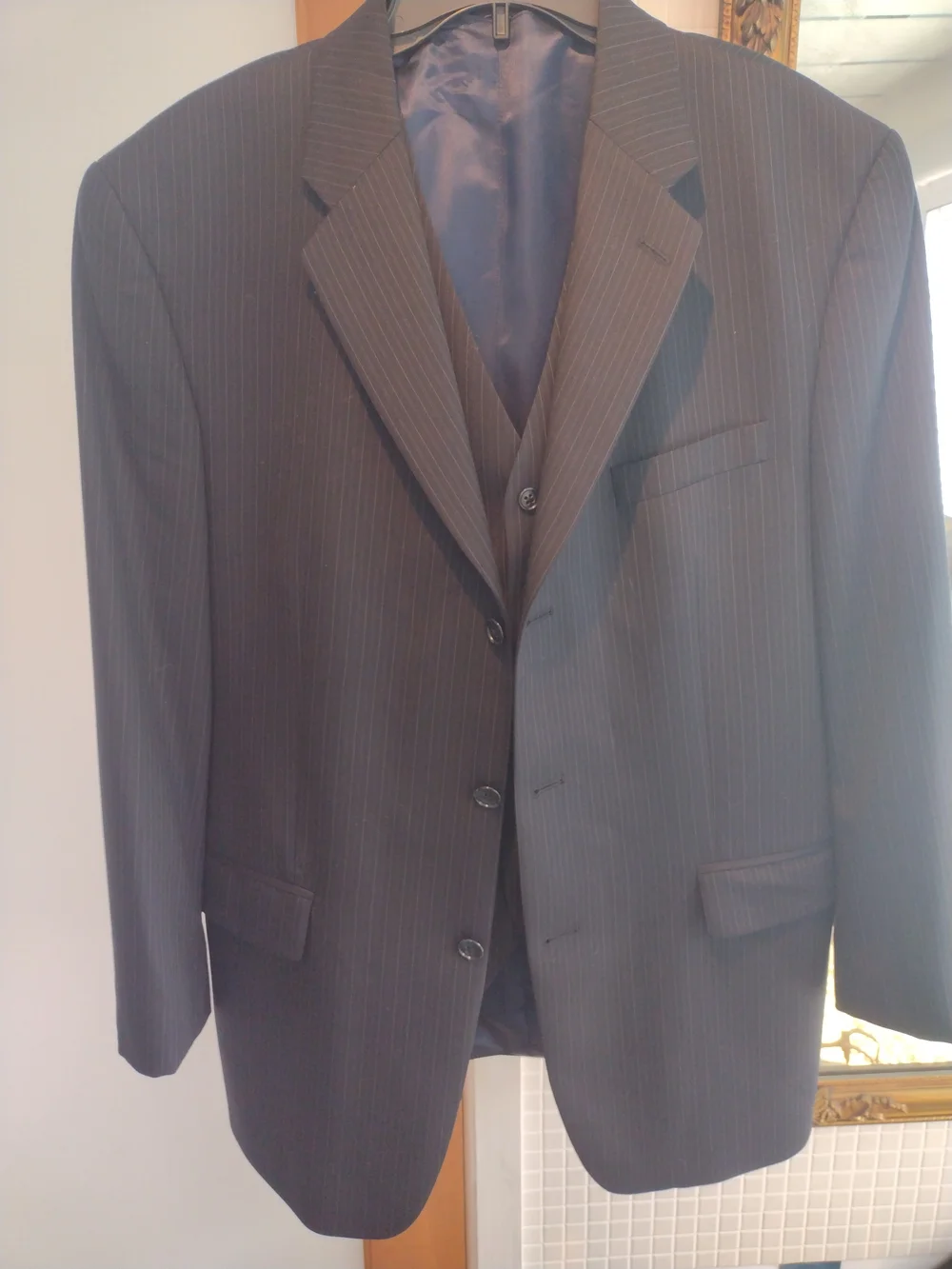 Men's Calvin Klein Charcoal Pinstripe Classic Formal Blazer and Vest